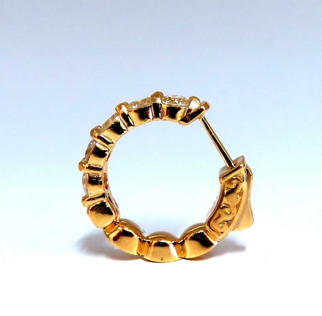 1.80ct Natural Round Diamond mini hoop earrings 14kt yellow gold Dime - 7