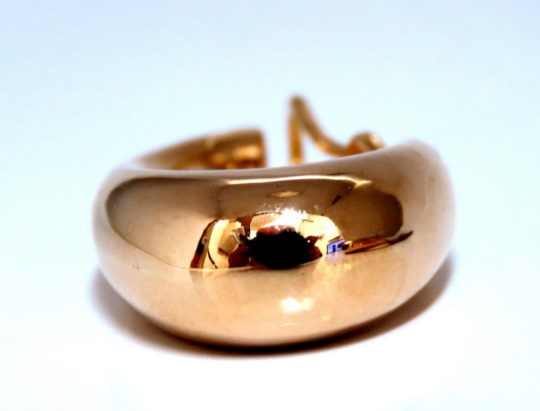 14Kt Gold Elongated Hoop Earrings Omega Clip - 6
