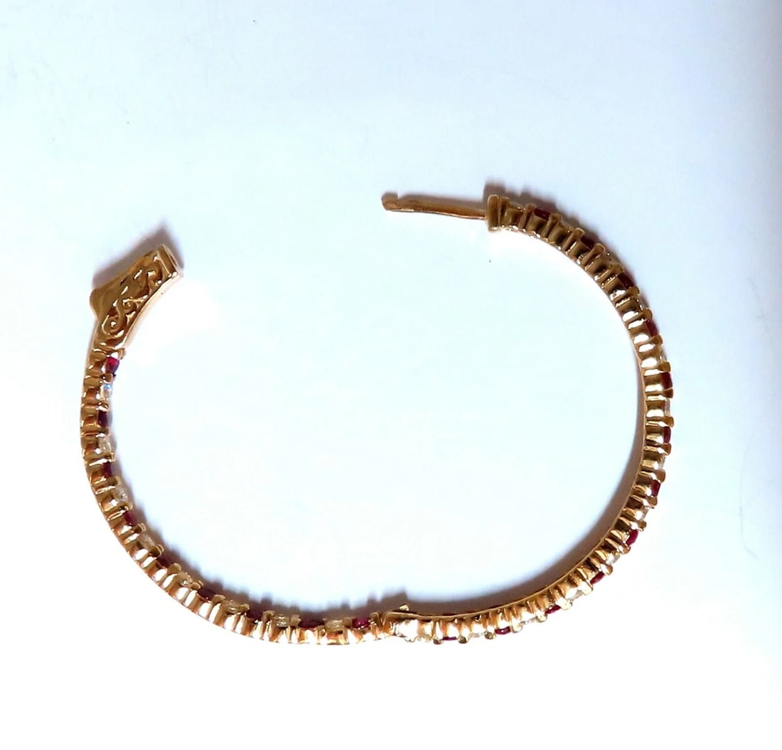 4.80ct natural Ruby diamonds hoop earrings 14kt yellow gold inside out - 3