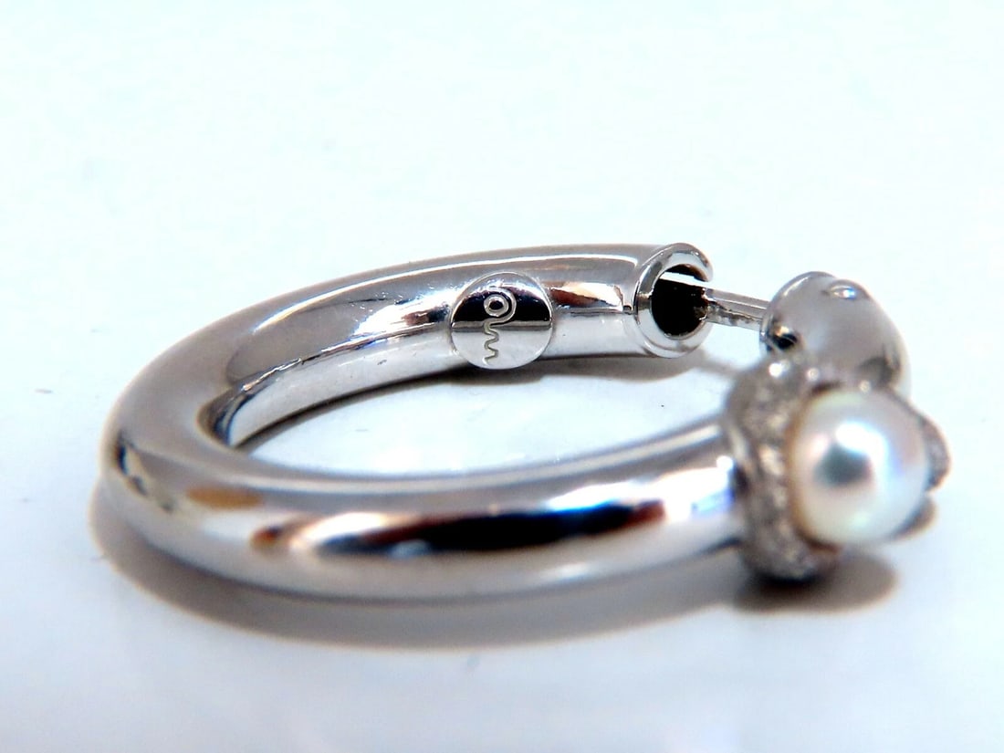 4mm Natural Fresh Water Pearl Hoop Earrings 14kt - 3