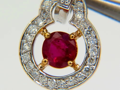 2.40CT NATURAL FINE GEM RED RUBY DIAMOND EARRINGS DANGLE HOOP 14KT - 7