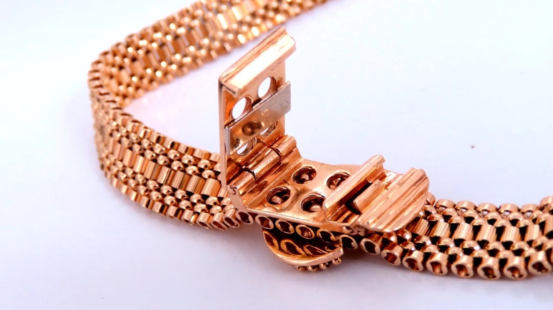 Adjustable Buckle Wrap Heavy 7 Tier Linked Necklace 14kt Gold 55.5 Gram - 3