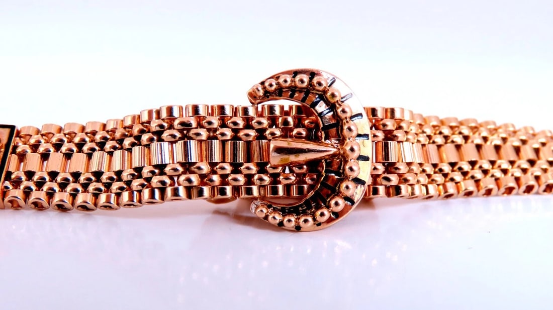 Adjustable Buckle Wrap Heavy 7 Tier Linked Necklace 14kt Gold 55.5 Gram - 4