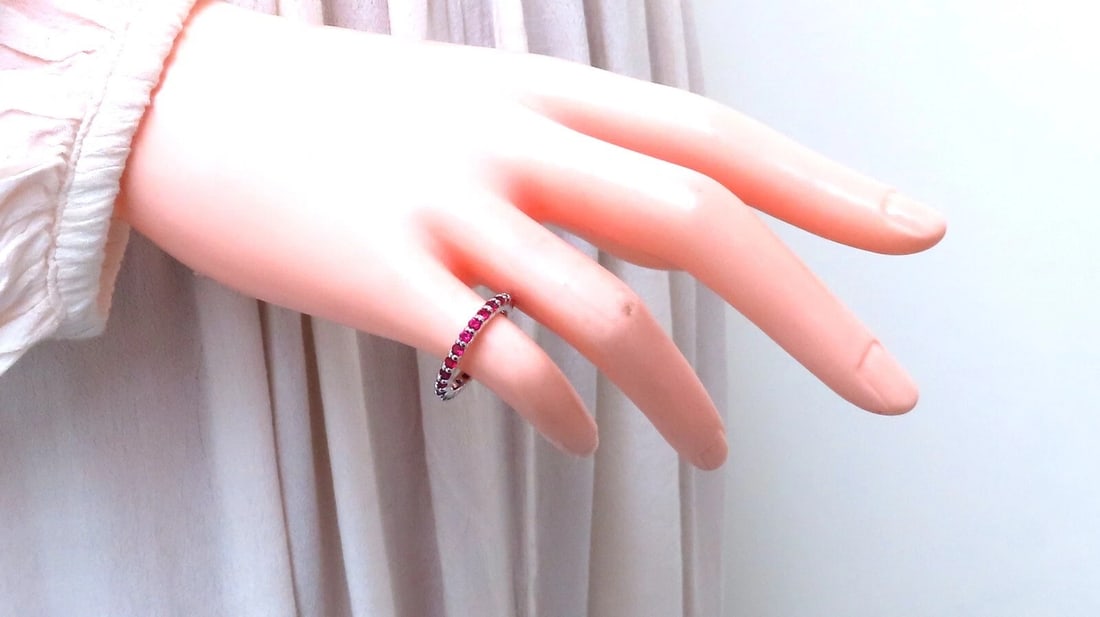 .80ct Natural Ruby Eternity Ring 14kt Gold Size 6 - 4