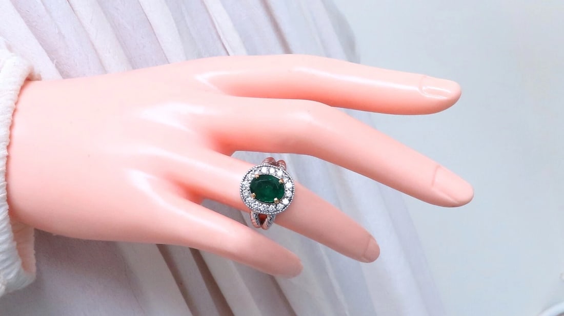 Emerald Diamonds Ring 14kt 2.69ct Natural Oval Brilliant - 5