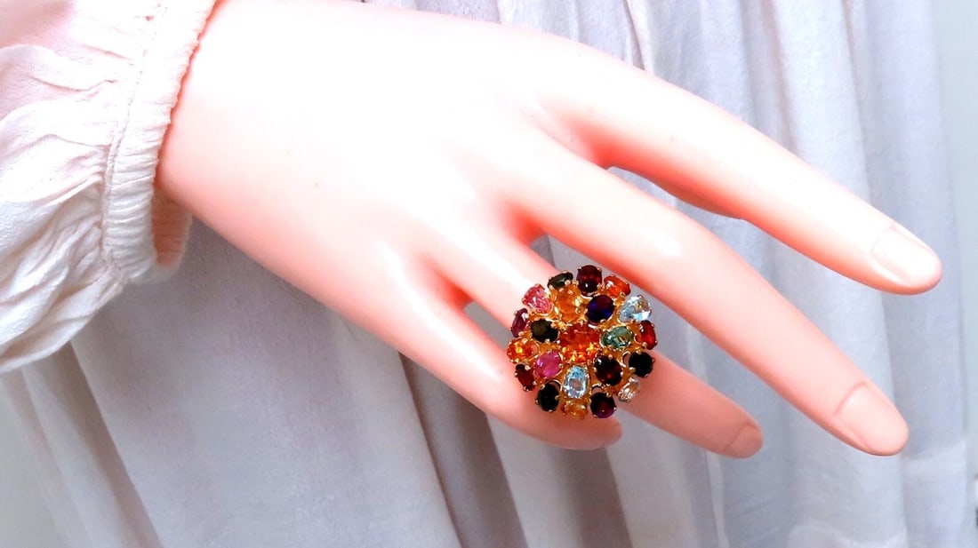 6ct Natural Multicolor Gems Ring 14kt gold - 4