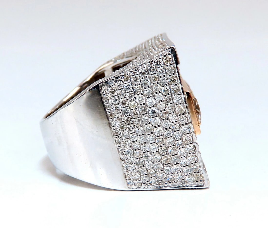 Natural Light Fancy Yellow Green Diamonds Mens Ring 18 Karat Big Tall Grande - 2