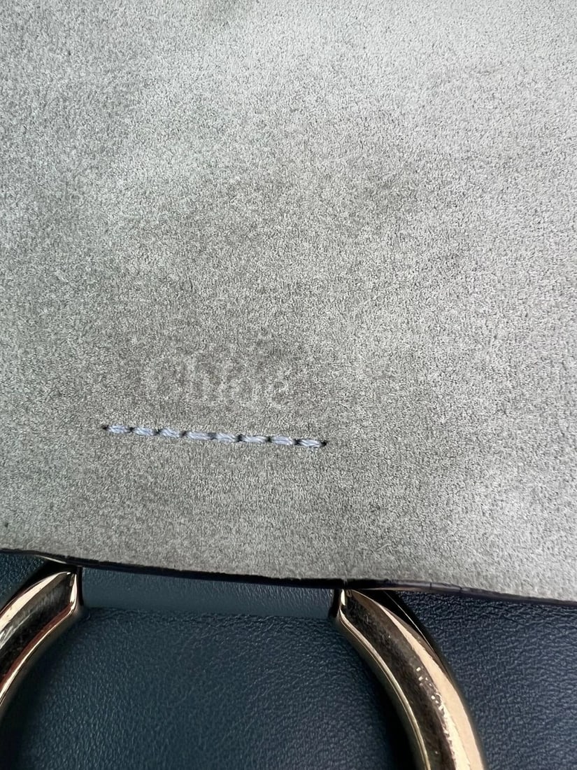 Chloe Faye Chain Suede Leather Gray Blue Crossbody Bag - 7