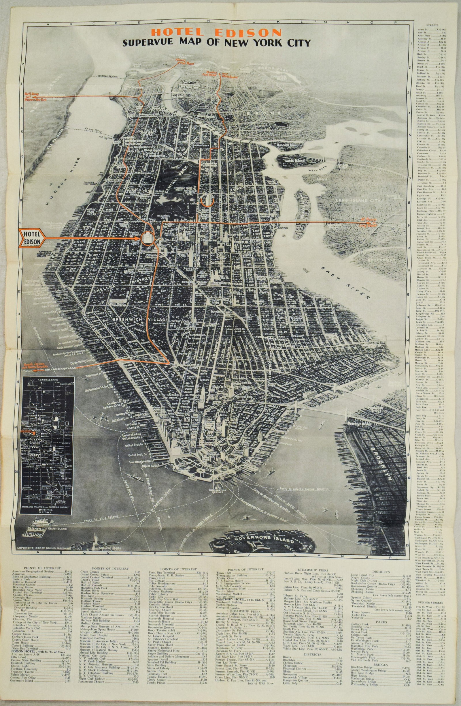 1933 Freedman Supervue Map of New York City -- Supervue Map of New York City (1 of 2)