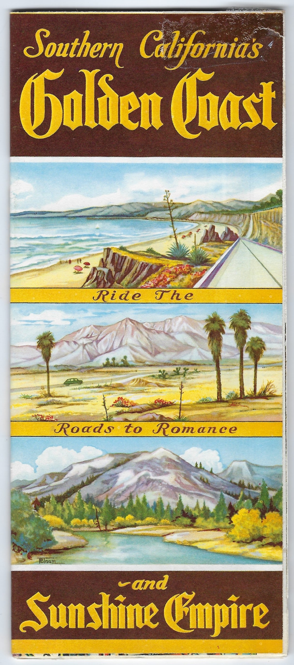 1963 Putnam Pictorial Map of Southern California -- Ride the Roads to Romance along the Gold Coast - 2