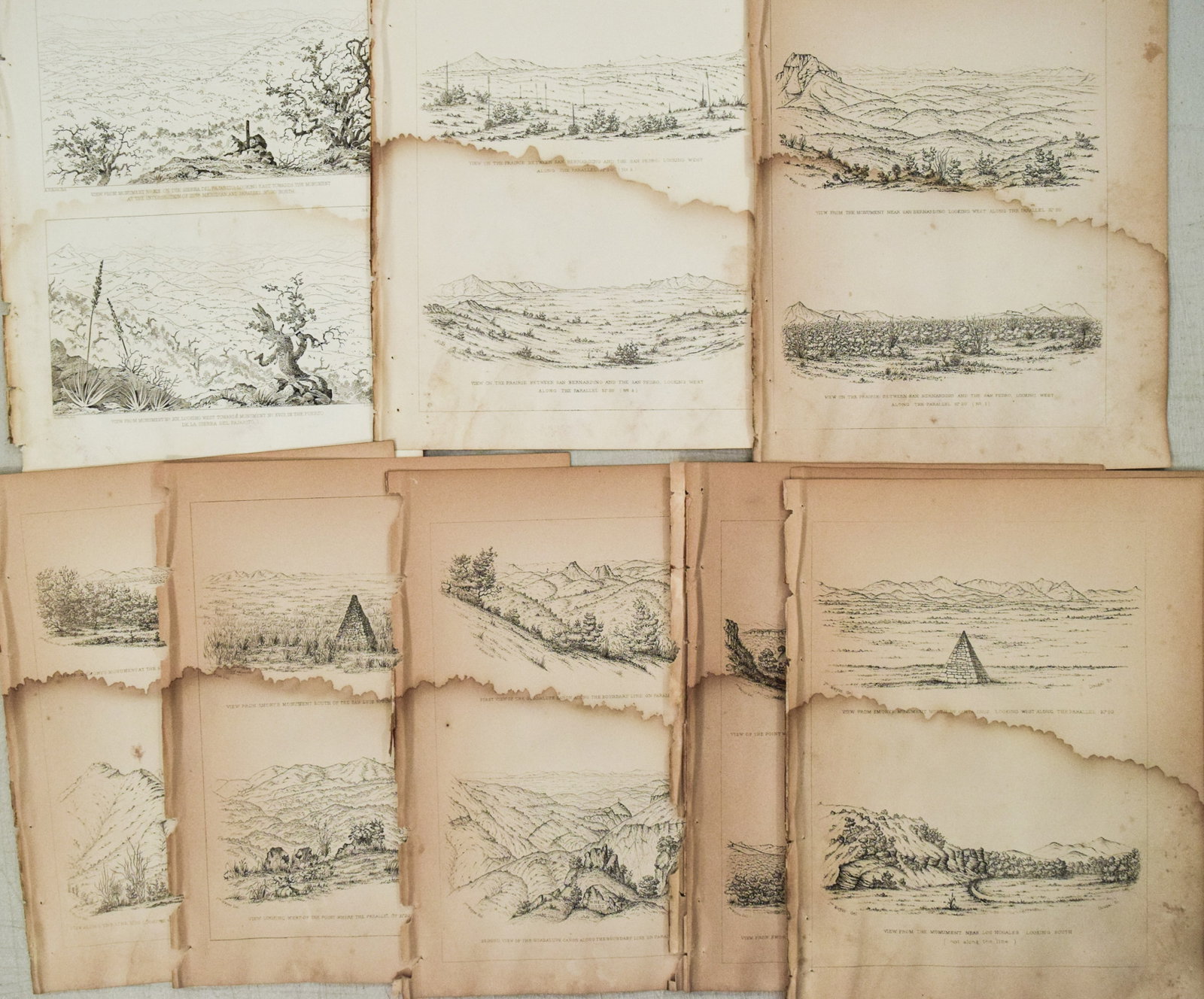 1858 Twenty-Two Emory Views of the US - Mexican Border Along Parallel 31 deg. 20 min.: Title:1858 Twenty-Two Emory Views of the US - Mexican Border Along Parallel 31 deg. 20 min.,li>Cartographer:W Emory Year/Place:1858, Washington Map Dimension (in.):9.4 X 7 in. view sets per sheet
