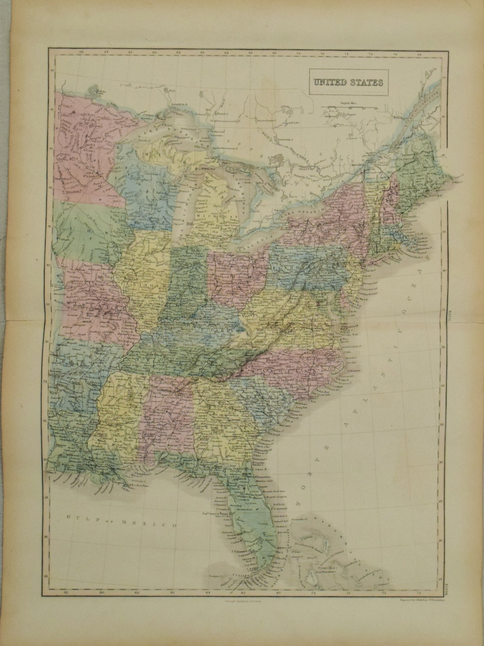 1854 Black's Map of the United States -- United States: Title:1854 Black's Map of the United States -- United States,li>Cartographer:A & C Black Year/Place:1854, Edinburgh Map Dimension (in.):19.5 X 14.5 in. Description:This is a very nice map of the