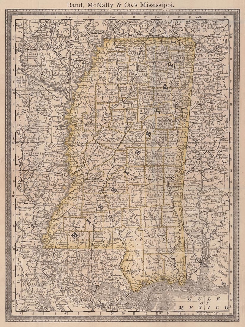 Rand, McNally & Co.'S Mississippi: Publication Date:c1881 Title:Rand, McNally & Co.'S Mississippi,li>Cartographer:RAND, MCNALLY & CO. Publisher:Scarce pocket map. Included in Rand, McNally & Co's Indexed county map of Mississippi... 28