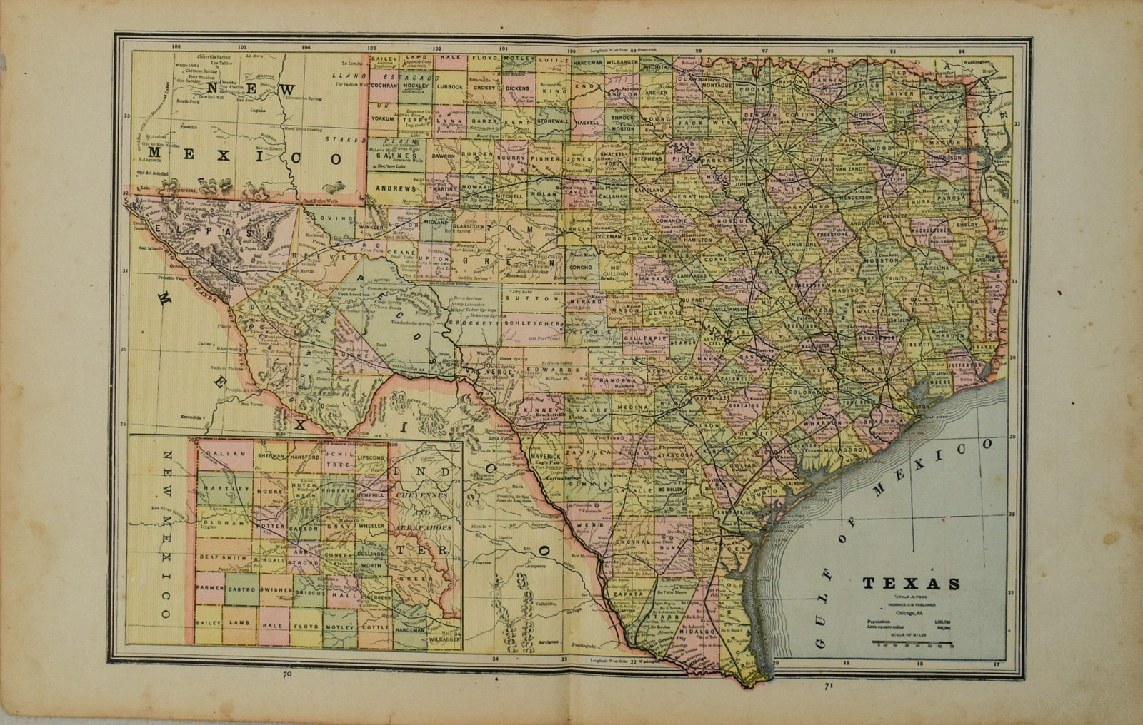 1887 Cram Map of Texas [verso] Indian Territory [verso] Arkansas -- Texas [verso] Indian Ty. [verso]: Title:1887 Cram Map of Texas [verso] Indian Territory [verso] Arkansas -- Texas [verso] Indian Ty. [verso] Arkansas,li>Cartographer:G Cram Year/Place:1887, Chicago Map Dimension (in.):11.8 X 17 in. De