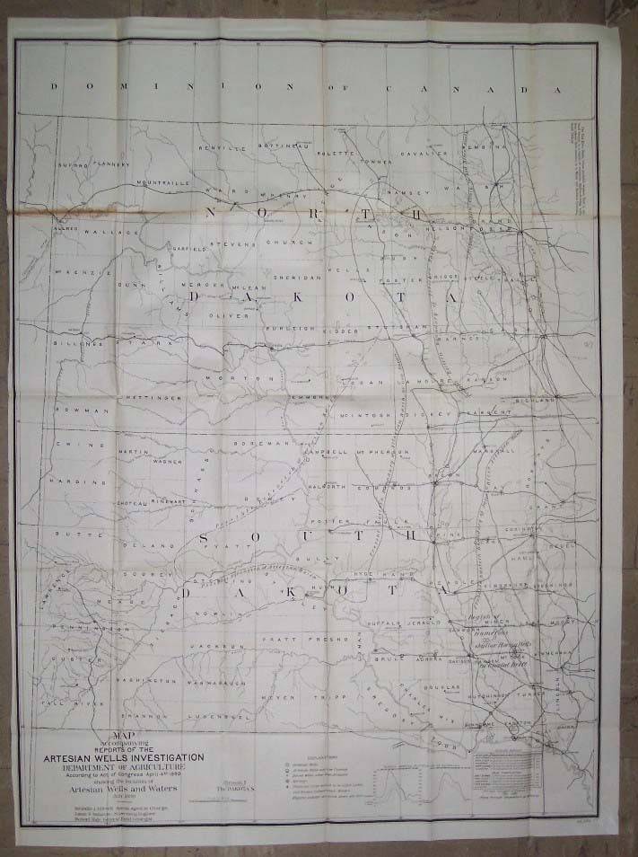 Map Accompanying Reports of the Artesian Wells Investigation [in North and South Dakota] (1 of 4)