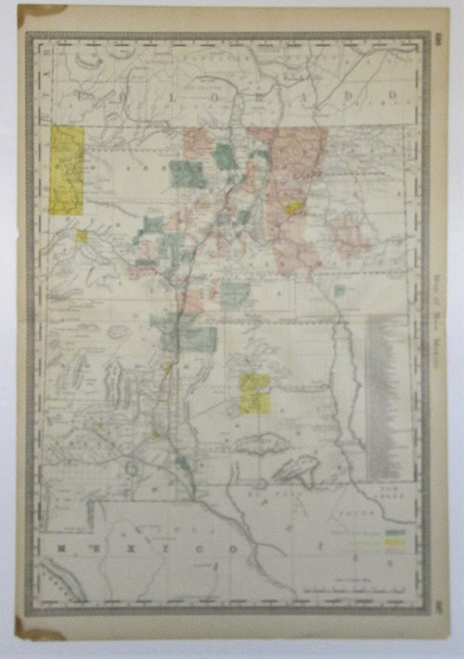 Map of New Mexico.: Publication Date:1885 Title:Map of New Mexico.,li>Cartographer:RAND, MCNALLY & CO. Publisher:Ornamental border. 226-227. From Hardesty's Historical/geographical Encyclopedia. Details towns, railroads 