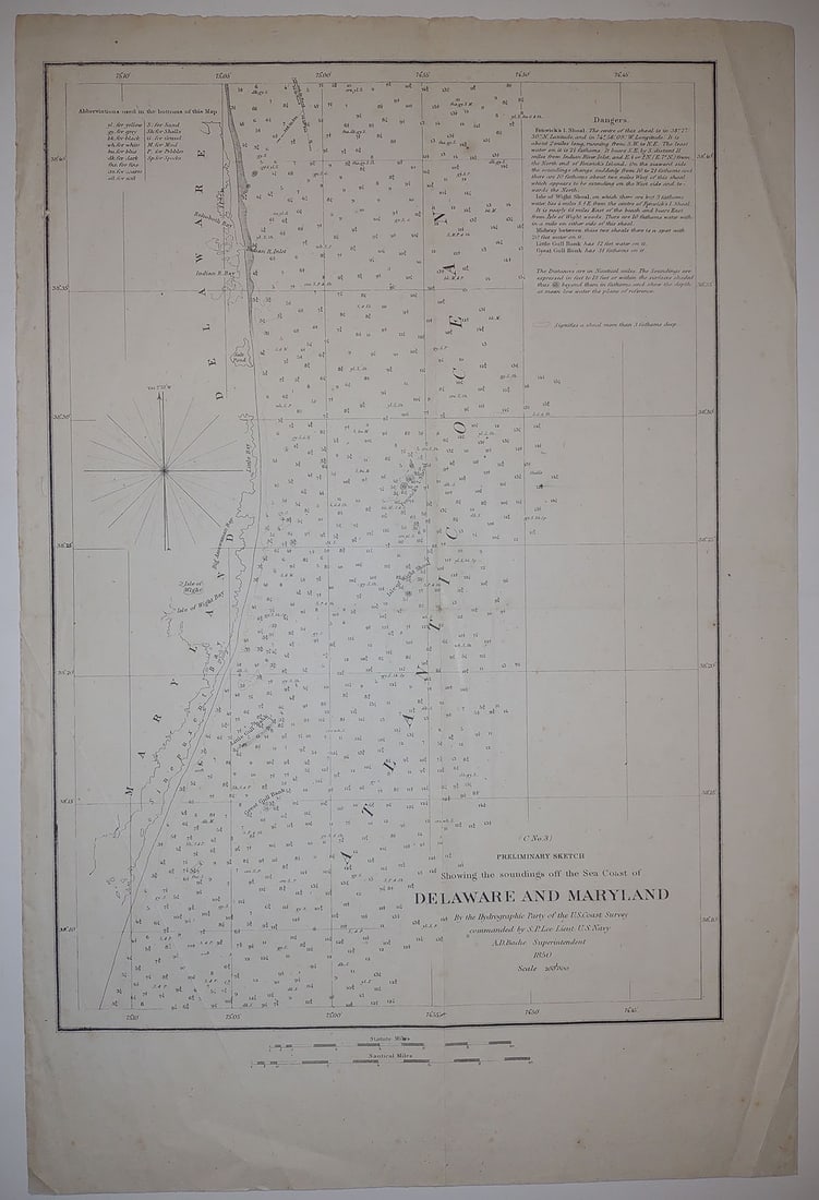 (C No. 3) Preliminary Sketch Showing the Soundings Off the Sea Coast of Delaware and Maryland... (1 of 1)