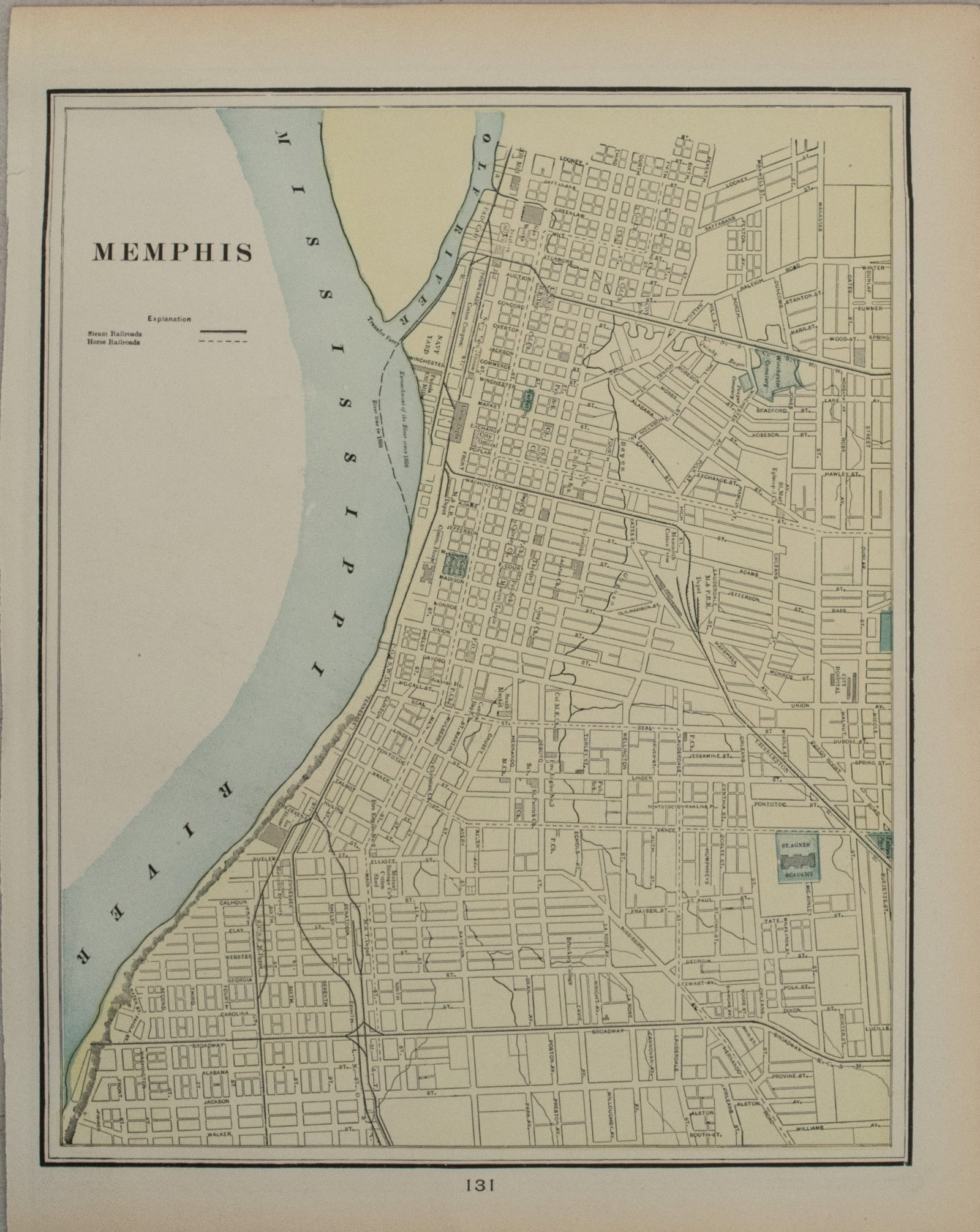 1901 Cram Map of Nashville [verso] Memphis -- Nashville [verso] Memphis - 2