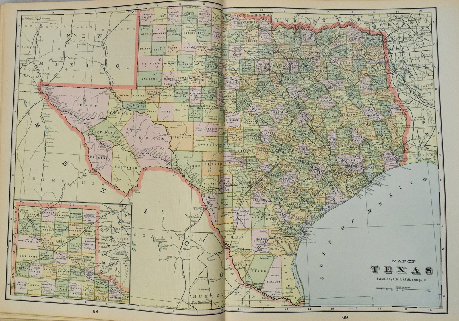 1902 Cram Map of Texas [verso] Alabama and Mississippi -- Map of Texas [verso] Alabama [verso]: Title:1902 Cram Map of Texas [verso] Alabama and Mississippi -- Map of Texas [verso] Alabama [verso] Mississippi,li>Cartographer:G Cram Year/Place:1902, Chicago Map Dimension (in.):13.3 X 18.9 in.
