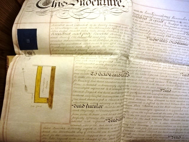 1860 Large English Deed with Survey Somerset Seals - 2
