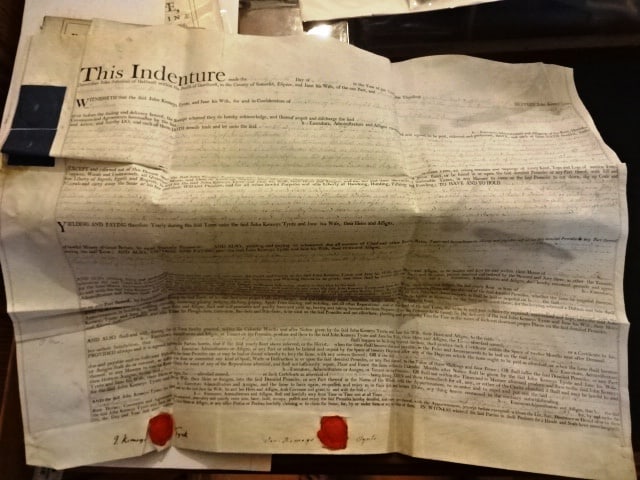 1798 English Vellim Indenture Red Wax Seals: Title: 1798 English Vellim Indenture Red Wax Seals Description: A large English vellum indenture partially printed in 1798 being the lease of property in the county of Somerset between Jonathan