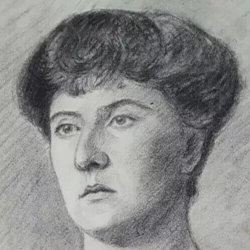 Antique Charcoal Original Drawing Woman Portrait c. 1910 - 3