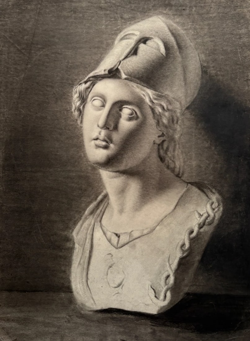 19th century Portrait Woman Mask Sculpture Antique Original Drawing: Title: 19th century Portrait Woman Mask Sculpture Antique Original Drawing Description: Charcoal on paper 46 x 61 cm stains, tears, holes We accept payment via Paypal, credit or debit card, UK and