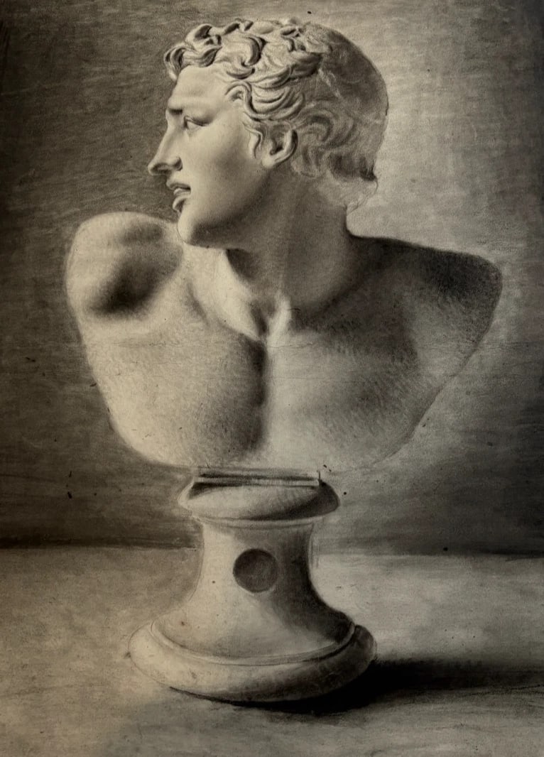 19th century Portrait Man Sculpture Drawing Antique Original (1 of 9)