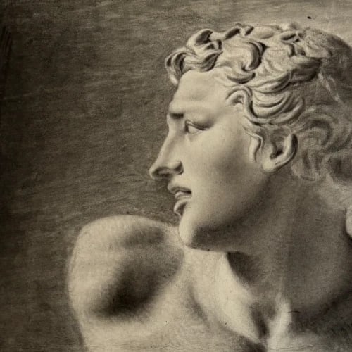 19th century Portrait Man Sculpture Drawing Antique Original - 4