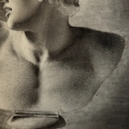 19th century Portrait Man Sculpture Drawing Antique Original - 6