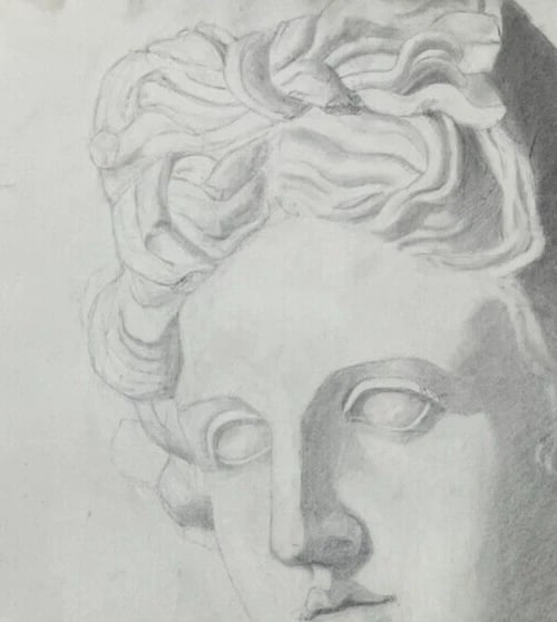 Antique Original Drawing Man, Portrait, Sculpture, Profil - 4