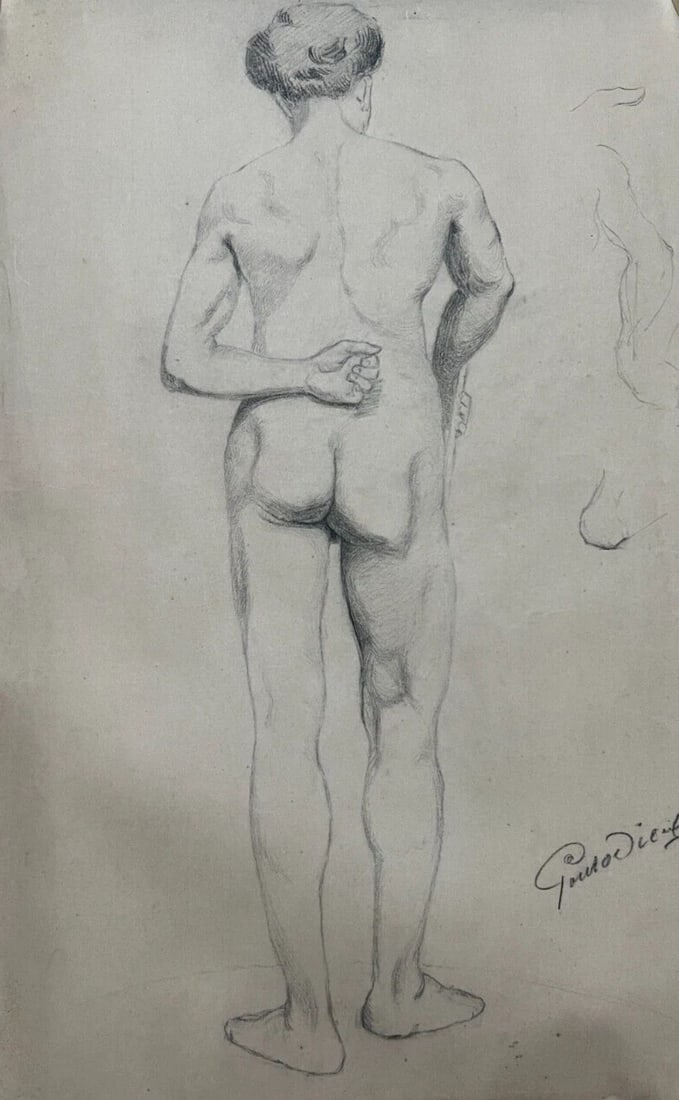 Antique Original Drawing Man, Portrait, Academic, Figure, Stick: Title: Antique Original Drawing Man, Portrait, Academic, Figure, Stick Description: Pencils on paper 65.5 x 50 cm folds, stains, tears We accept payment via Paypal, credit or debit card, UK and euro