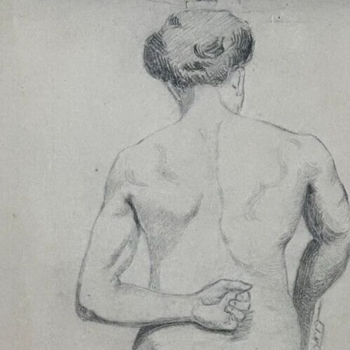 Antique Original Drawing Man, Portrait, Academic, Figure, Stick - 3