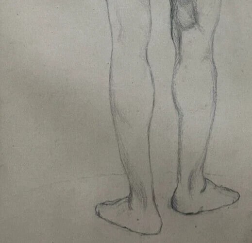 Antique Original Drawing Man, Portrait, Academic, Figure, Stick - 5