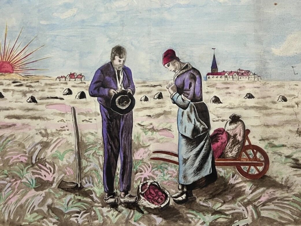 Antique Original Drawing People, Landscape, Working Life, Farmers, Portrait: Title: Antique Original Drawing People, Landscape, Working Life, Farmers, Portrait Description: Watercolor on paper 50 x 66 cm folds, stains, tears We accept payment via Paypal, credit or debit card, 