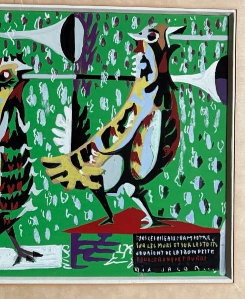 Birds Music Cubist Expressionism Modern Drawing Vintage Original Signed 1952 - 5
