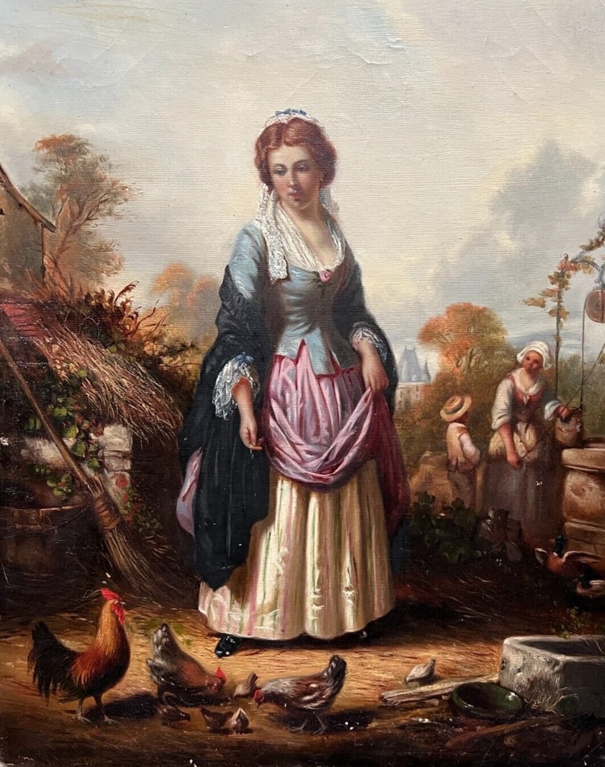 Portrait, Woman, Farmer 19th century Durand-Ruel Antique Painting Original (1 of 9)