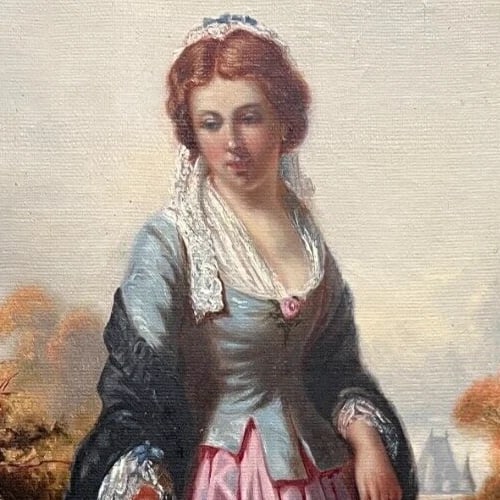 Portrait, Woman, Farmer 19th century Durand-Ruel Antique Painting Original - 3