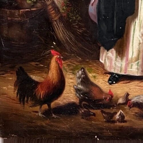Portrait, Woman, Farmer 19th century Durand-Ruel Antique Painting Original - 4