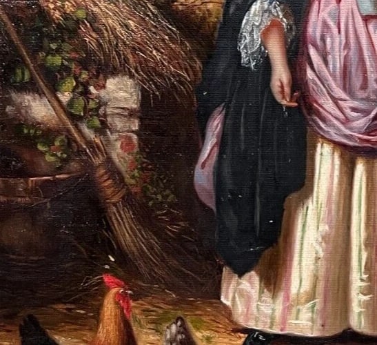 Portrait, Woman, Farmer 19th century Durand-Ruel Antique Painting Original - 5