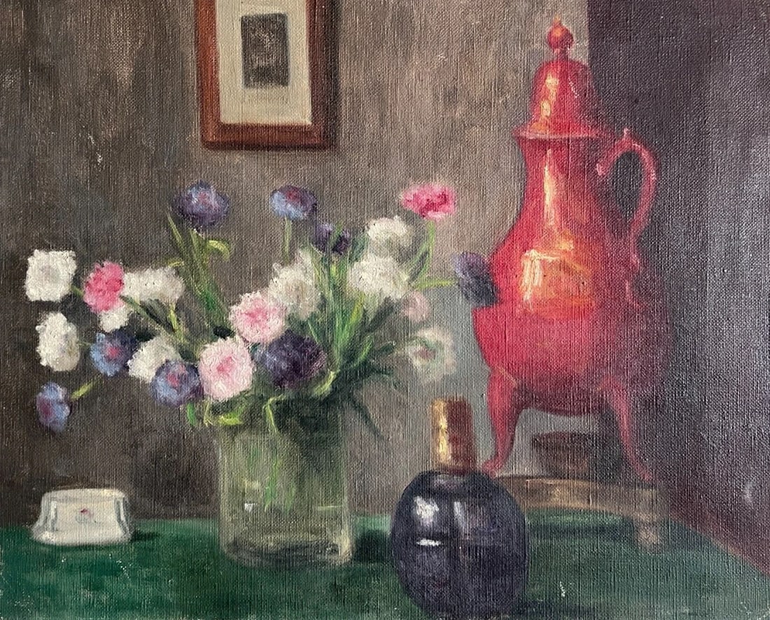 Antique Painting Original Floral, Flowers, Roses, Still Life, Drinks: Title: Antique Painting Original Floral, Flowers, Roses, Still Life, Drinks Description: Oil on canvas 38.5 x 47.5 cm unsigned Reserve: $280.00 Shipping: Domestic: Flat-rate of $35.00 to anywhere with