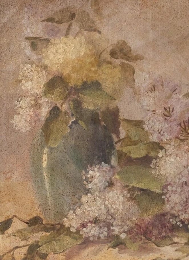 Antique Oil Painting Original signed Jakub Obrovsky, Still Life, Bouquet Flowers - 3