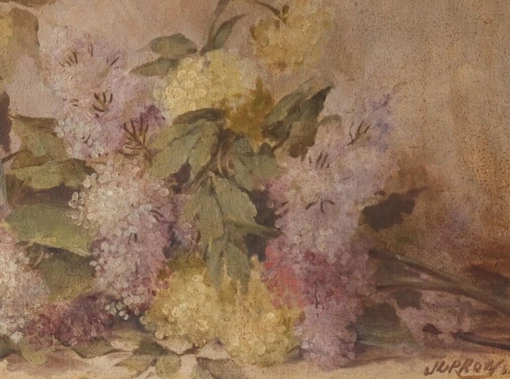 Antique Oil Painting Original signed Jakub Obrovsky, Still Life, Bouquet Flowers - 5