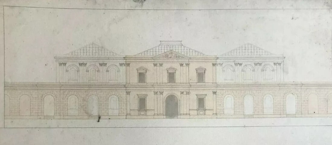Building, Architecture and Plans - Drawing Antique c. 1848 - 4