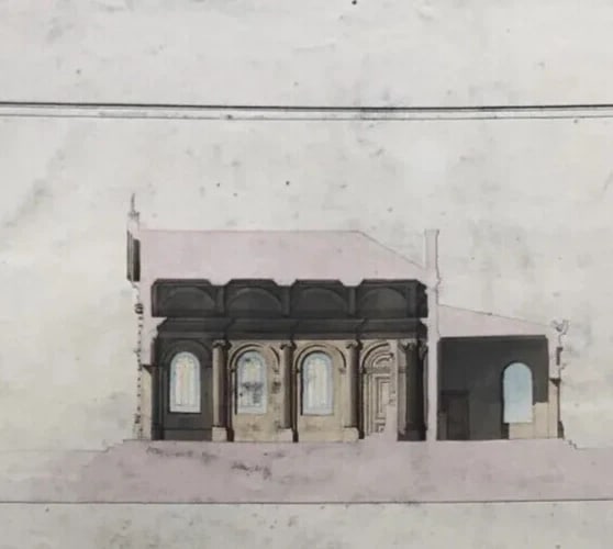 Antique Original Old Architecture 19th century Drawing Buildings and Plans - 3