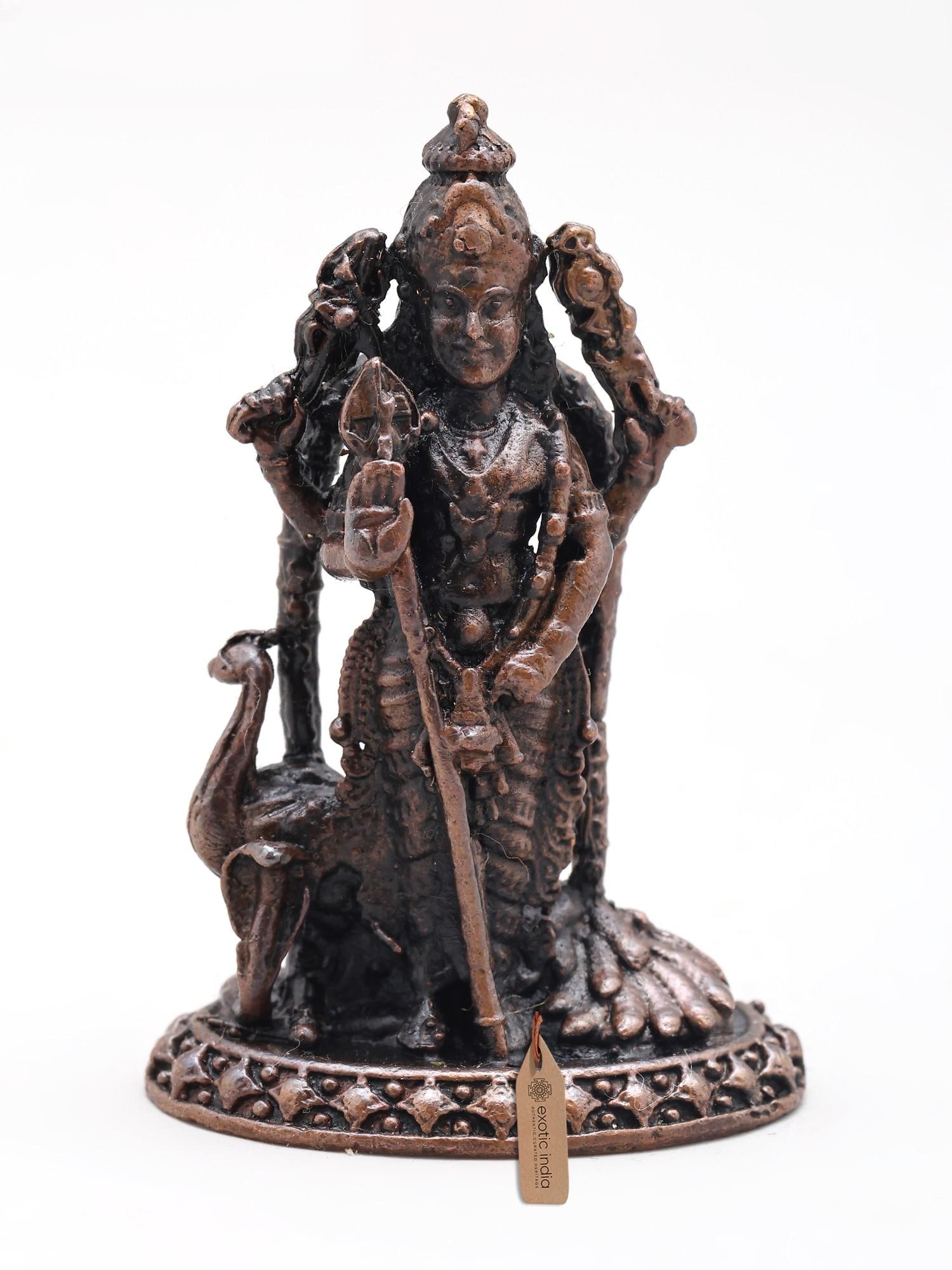 2" Small Standing Lord Murugan (Karttikeya) | Copper Statue: Description: 2" Small Standing Lord Murugan (Karttikeya) | Copper Statue