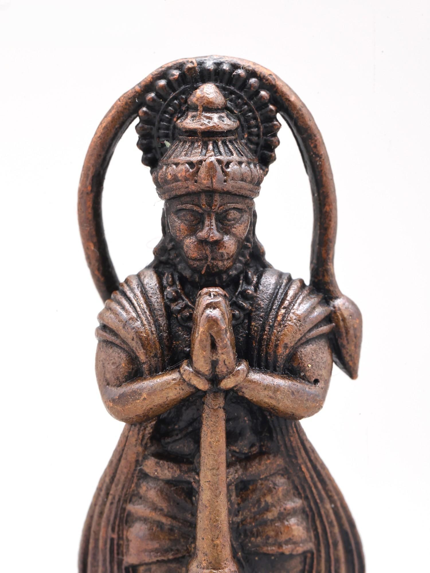 2" Small Standing Lord Hanuman | Copper Statue - 2