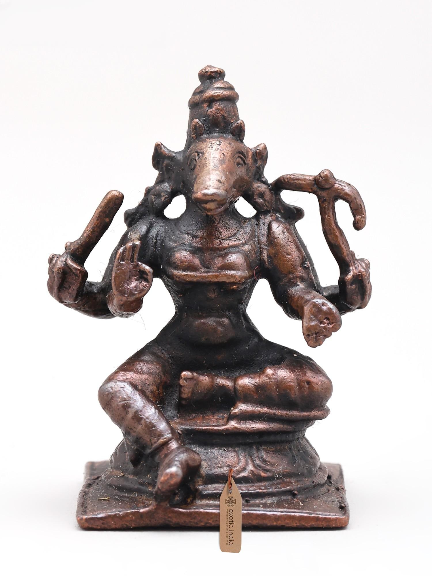 1" Small Lord Varaha | Brass Statue: Description: 1" Small Lord Varaha | Brass Statue