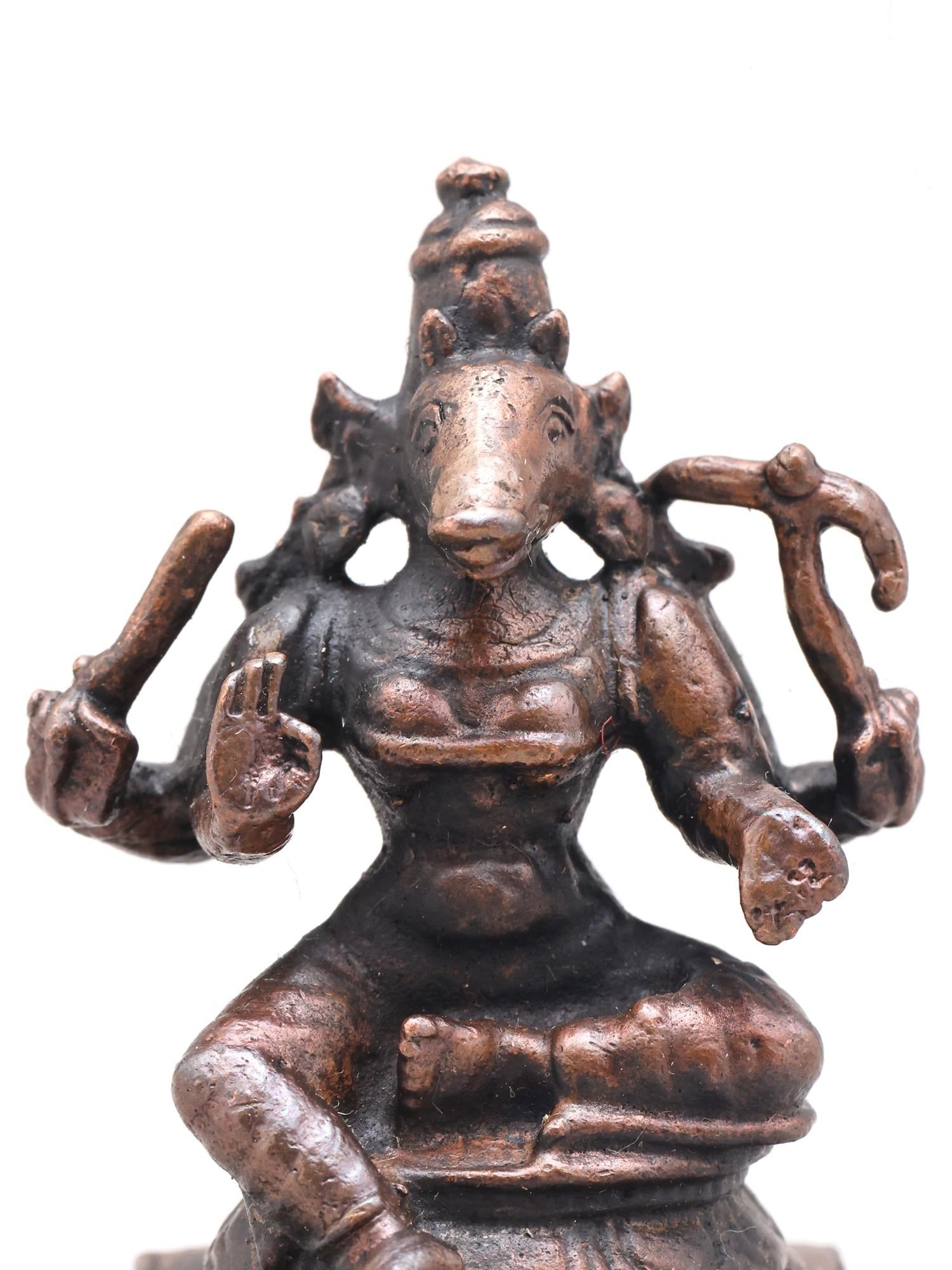 1" Small Lord Varaha | Brass Statue - 2