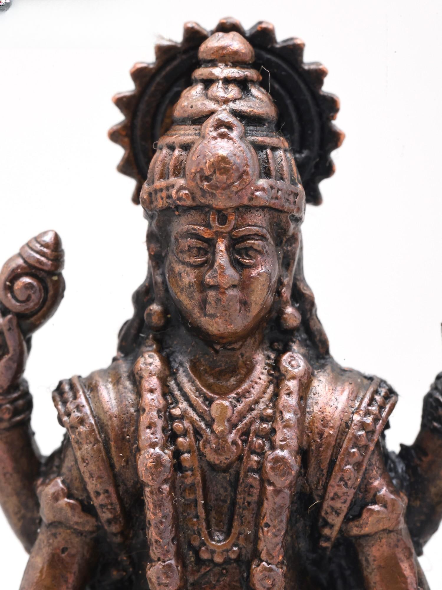 2" Small Standing Lord Dhanvantari | Copper Statue - 2